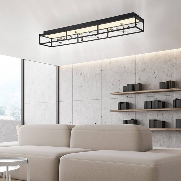 Stropné LED svetlo SKINA, čierne, 112 cm, stmievateľné, diaľkové ovládanie, Čierna, Obývacia izba / jedáleň, kov, Moderný, Stropné svetlo
