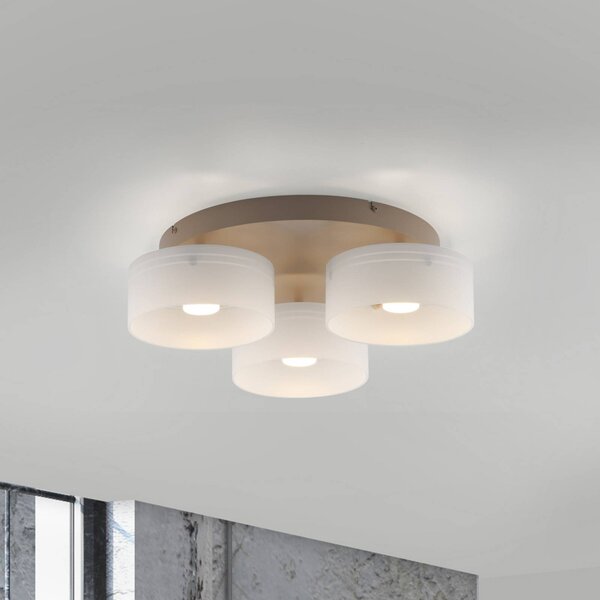 Stropné LED svetlo MARIKA béžové/biele 40 cm, 3-pl. sklenené, s Switchdim, Krémová / jantárovo žltá, Obývacia izba / jedáleň, Sklo, Moderný, Závesné svietidlo