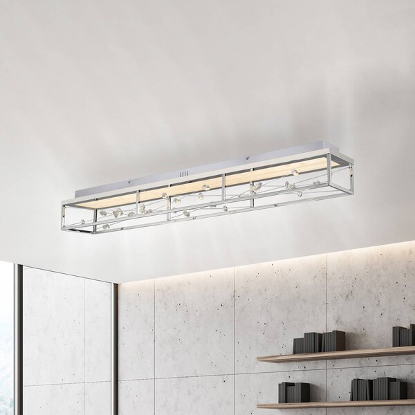 Paul Neuhaus Stropné LED svetlo SKINA, chróm, 112 cm, stmievateľné, diaľkové ovládanie, Chrómová / strieborná, Obývacia izba / jedáleň, kov, Moderný, Stropné svetlo