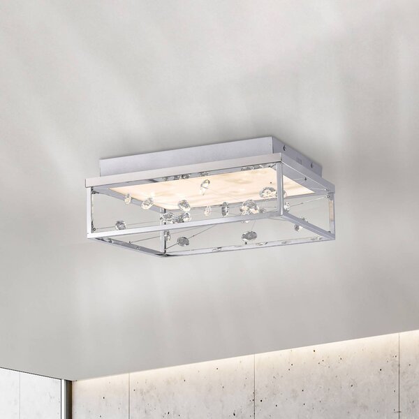 Stropné LED svetlo SKINA, chróm, 40 cm, stmievateľné, diaľkové ovládanie, Chrómová / strieborná, Obývacia izba / jedáleň, kov, Moderný, Stropné svetlo