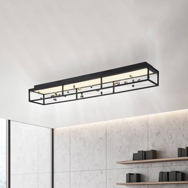 Stropné LED svetlo SKINA, čierne, 112 cm, stmievateľné, diaľkové ovládanie, Čierna, Obývacia izba / jedáleň, kov, Moderný, Stropné svetlo