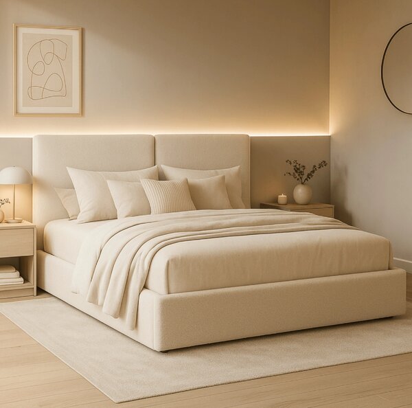 Posteľ 160x200 MARSEILLA s úložným priestorom krémová buklé
