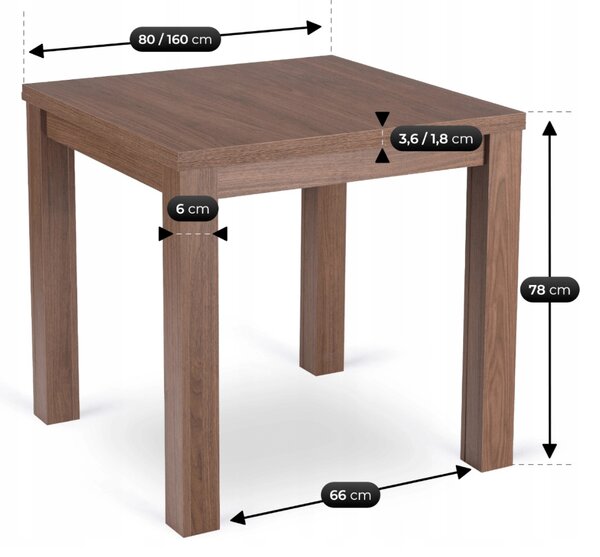 Rozkladací stôl MAX 80-160 cm, orech Nicea