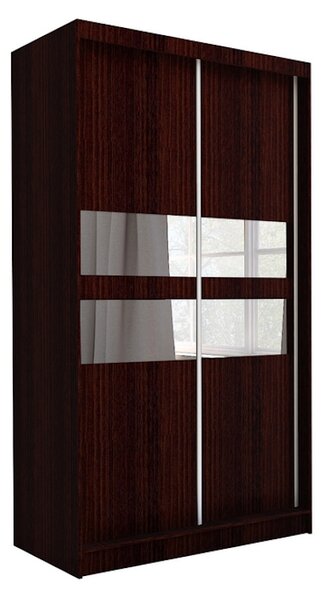 Skriňa s posuvnými dverami a zrkadlom FINEZJA, wenge, 150x216x61
