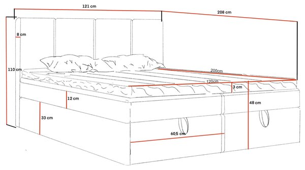 Kontinentálna jednolôžková posteľ 120x200 GLADE - krémová
