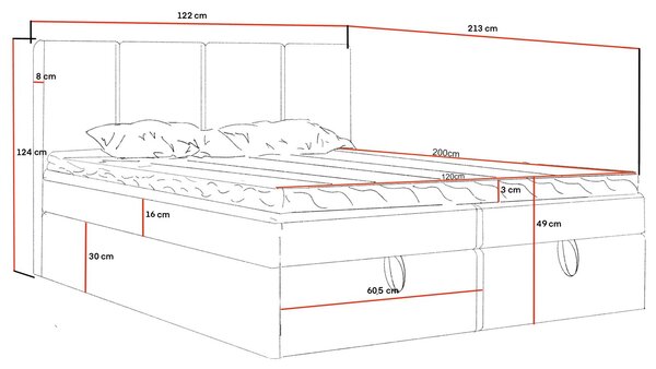 Hotelová jednolôžková posteľ 120x200 GRETNA - smotanová + topper ZADARMO