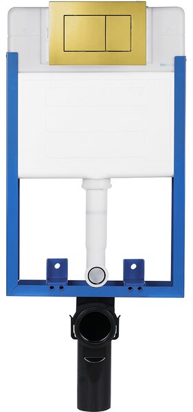 CERANO - Kompletný podomietkový WC set Lite/Dure - biela lesklá - WC tlačidlo Classic, zlatá - na zamurovanie - 51x35 cm