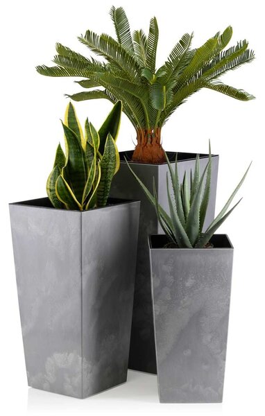 PLASTOVÝ KVETINÁČ PORTO 68X35X35 CM IMITÁCIA BETÓNU SIVÁ