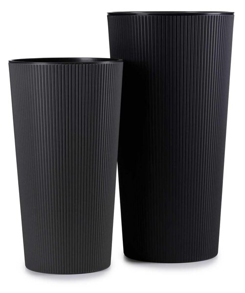 PLASTOVÝ KVETINÁČ URBANIKA ECO SADA 2KS 57X30 CM+46,6X25,5 CM ČIERNA BT