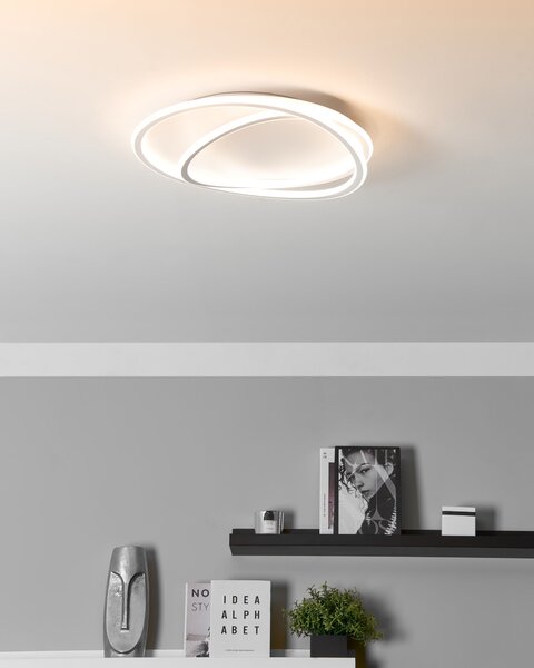Stropná lampa biela akrylové tienidlo okrúhly tvar na strop dizajnové osvetlenie moderný štýl obývačka jedáleň