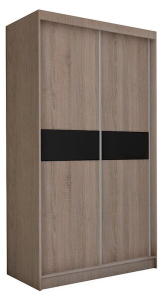 Skriňa s posuvnými dverami ALEXA, sonoma/čierne sklo, 150x216x61