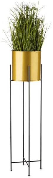 KOVOVÝ KVETINÁČ SO STOJANOM GLAMOUR 95X24 CM ZLATÁ/ČIERNA
