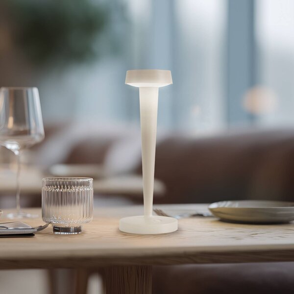 Lucande LED svietnik Lea, váza, béžová, 28 cm, Krémová / jantárovo žltá, Obývacia izba / jedáleň, kov, Moderný, Stojacie svietidlo