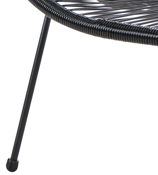 Záhradná lavička čierna z umelého ratanu a ocele 114 cm papasan moderný záhradný nábytok