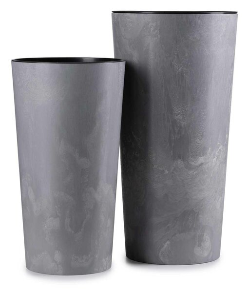PLASTOVÝ KVETINÁČ URBANIKA SADA 2KS 57X30 CM+46,6X25,5 CM IMITÁCIA BETÓNU SIVÁ