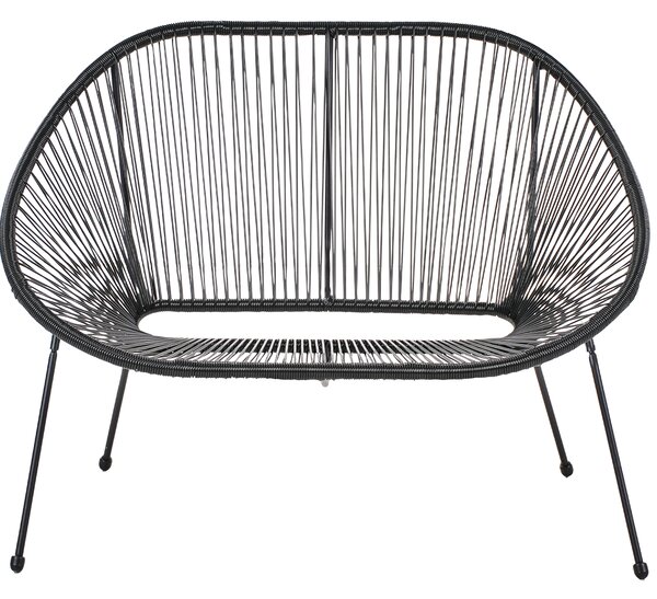 Záhradná lavička čierna z umelého ratanu a ocele 114 cm papasan moderný záhradný nábytok