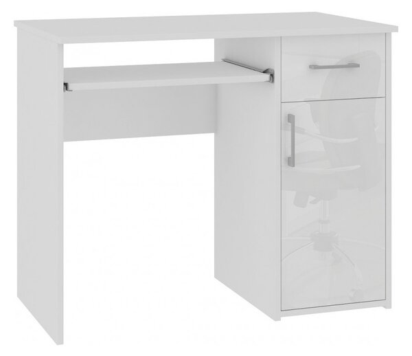 Písací stôl PIN, 90x74x50, biela/biela lesk