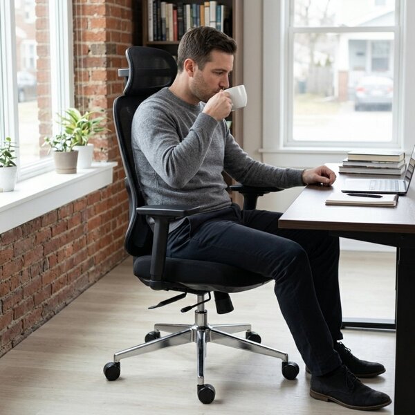 Kancelárska ergonomická stolička Neoseat ALLY — čierna, nosnosť 150 kg