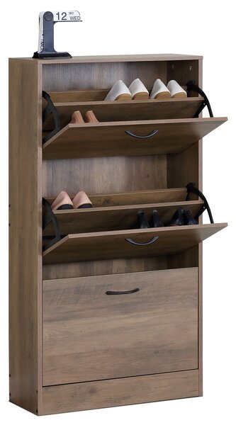 Skrinka na topánky s priehradkami G1016 ELM, brestové drevo, 3 poschodia