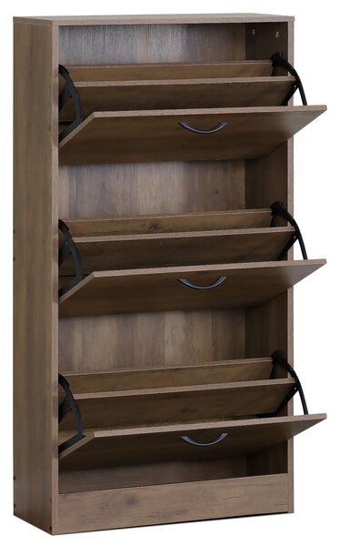 Skrinka na topánky s priehradkami G1016 ELM, brestové drevo, 3 poschodia