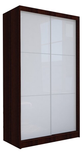 Skriňa s posuvnými dverami BIBIANA, wenge/biele sklo, 150x216x61
