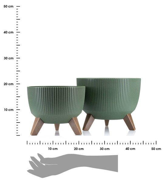 PLASTOVÝ KVETINÁČ ROSA LINEA ECO SADA 2KS 15X24,3 CM+18,3X29,2 CM ZELENÁ