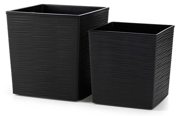 PLASTOVÝ KVETINÁČ FLORE RIFLO SADA 2KS 30X30 CM+25X25 CM ČIERNA
