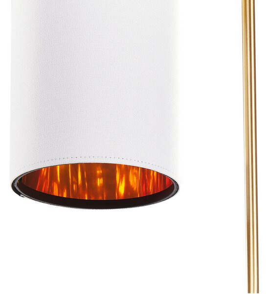 Stolná lampa biele ľanové tienidlo medený kovový podstavec 46 cm moderné svietidlo industriálny štýl