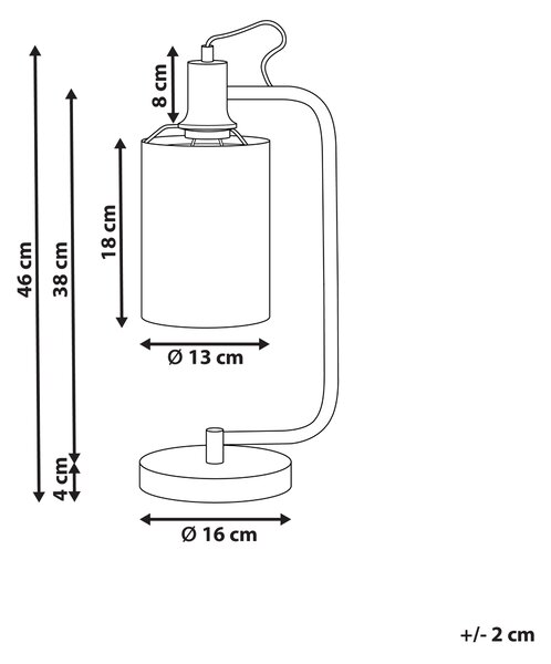Stolná lampa biele ľanové tienidlo medený kovový podstavec 46 cm moderné svietidlo industriálny štýl