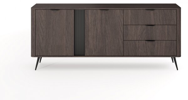 Komoda Edrin 195 cm so zásuvkami - dub dunin / čierna