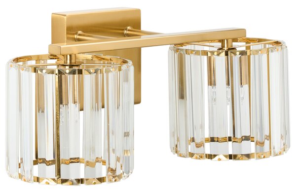 Nástenná lampa zlatá kovová priehľadné sklenené tienidlo geometrický tvar moderný štýl