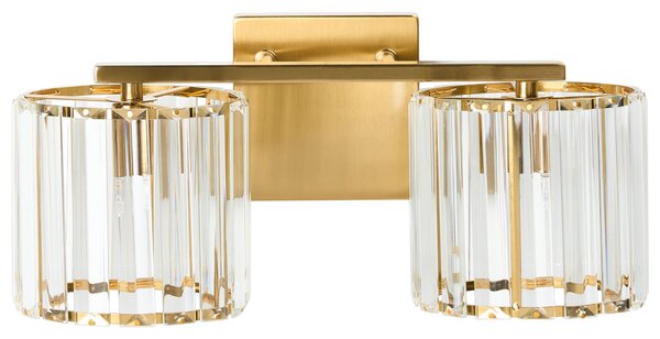 Nástenná lampa zlatá kovová priehľadné sklenené tienidlo geometrický tvar moderný štýl