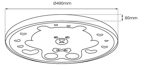 Detské stropné LED svietidlo Bear, 1x LED 34w, 4000k, p
