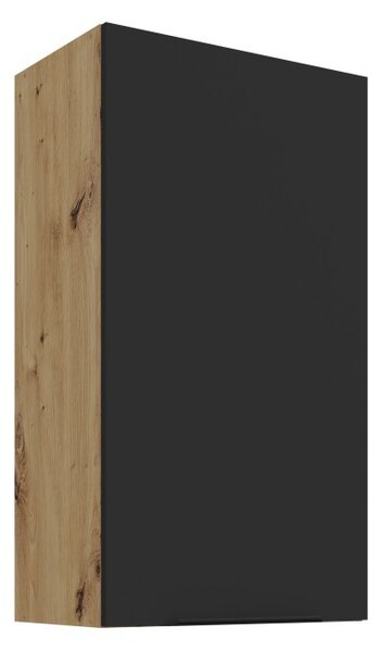 Vysoká horná skrinka LUNARA - šírka 50 cm, čierna / dub artisan