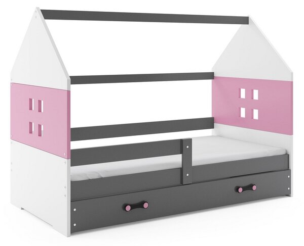 Detská posteľ MIDO P1 COLOR + matrac + rošt ZADARMO, 80x160, grafit, ružová