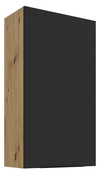 Vysoká horná kuchynská skrinka LUNARA - šírka 60 cm, čierna / dub artisan