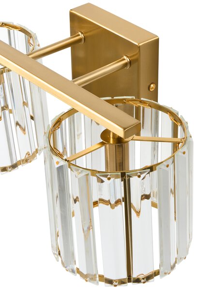 Nástenná lampa zlatá kovová priehľadné sklenené tienidlo geometrický tvar moderný štýl