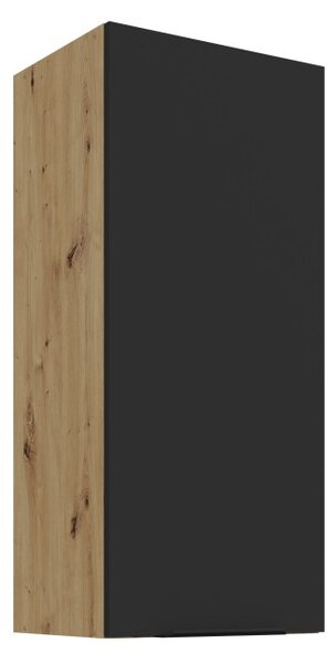 Vysoká horná skrinka LUNARA - šírka 40 cm, čierna / dub artisan