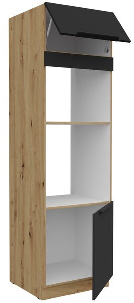 Skriňa na vstavané spotrebiče LUNARA - šírka 60 cm, čierna / dub artisan