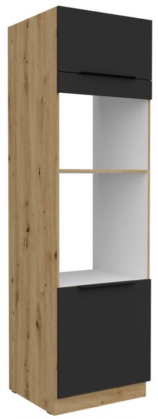 Skriňa na vstavané spotrebiče LUNARA - šírka 60 cm, čierna / dub artisan
