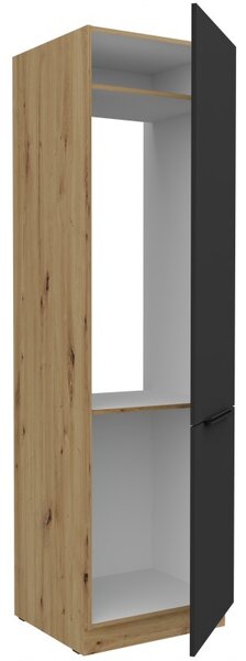 Skriňa na vstavanú chladničku LUNARA - šírka 60 cm, čierna / dub artisan