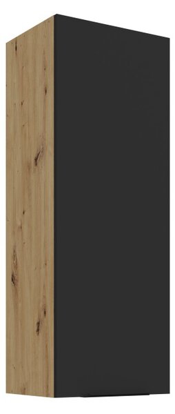 Vysoká horná kuchynská skrinka LUNARA - šírka 40 cm, čierna / dub artisan