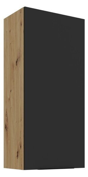 Vysoká horná kuchynská skrinka LUNARA - šírka 50 cm, čierna / dub artisan