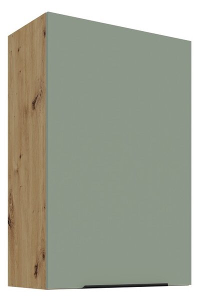 Vysoká horná skrinka LUNARA - šírka 60 cm, zelená / dub artisan