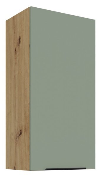 Vysoká horná skrinka LUNARA - šírka 45 cm, zelená / dub artisan