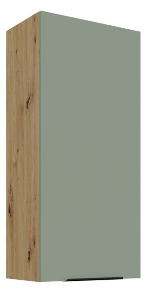 Vysoká horná kuchynská skrinka LUNARA - šírka 50 cm, zelená / dub artisan