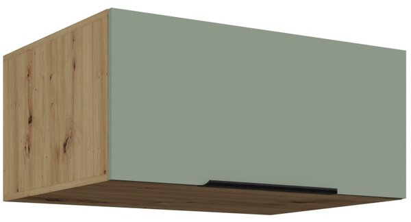 Hlboká digestorová skrinka LUNARA - šírka 80 cm, zelená / dub artisan