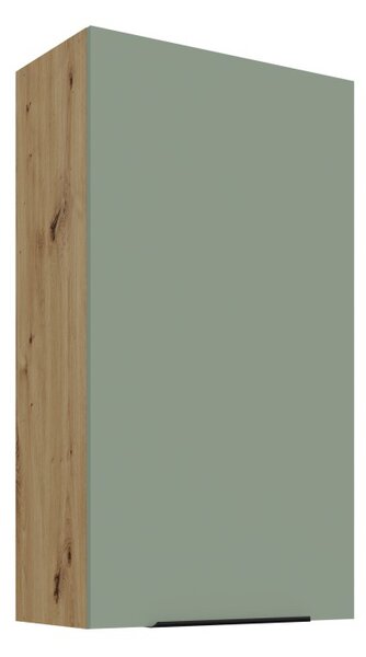 Vysoká horná kuchynská skrinka LUNARA - šírka 60 cm, zelená / dub artisan