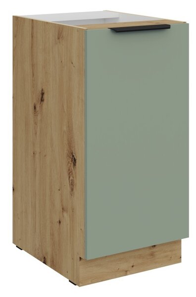 Dolná jednodverová skrinka LUNARA - šírka 40 cm, zelená / dub artisan