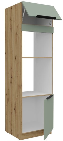Skriňa na vstavané spotrebiče LUNARA - šírka 60 cm, zelená / dub artisan